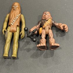 2 Star Wars Chewbacca mini figures:  1977 Kenner Star Wars Chewbacca NO GUN- Hong Kong GMFGI & Star Wars Imaginext Chewbacca Mini Figure 2011 Toy 2” g