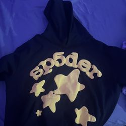 Sp5der Hoodie, Black And Yellow, Size M