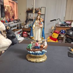 The Virgin Mary Clad In A Royal Blue Cloak & White Dress, Wearing A Crown & Holding The Infant Jesus, " Los Tres Juanes " (Three Men Named Juan) In A 