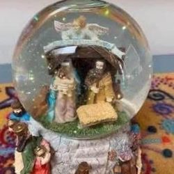 Jesus Nativity Christmas Musical Snow Globe Plays Silent Night just $10