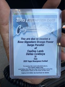 Topps 2025 Resurgence Football CeeDee Lamb Redemption Base Signature Orange #25