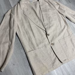 Claiborne Beige Linen Blazer 40R Lightweight EXC