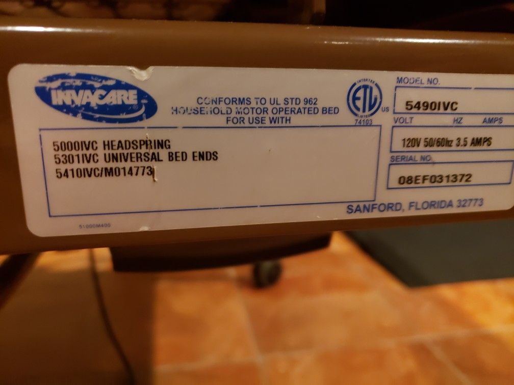Invacare Hospital Bed