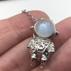 MOONSTONE Crystal Astronaut Space Pendant And Necklace 