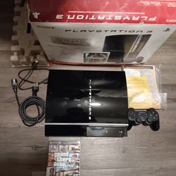 Ps3 Console System Playstation 3 Bundle With Box + Gta 