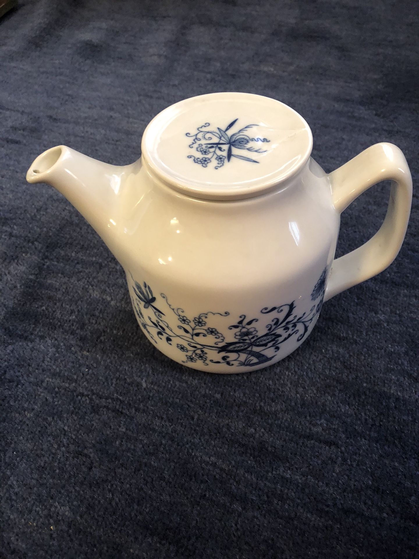 Vintage Porsgrund Norway blue and white teapot