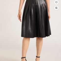 Faux  Leather Pleated Skirt