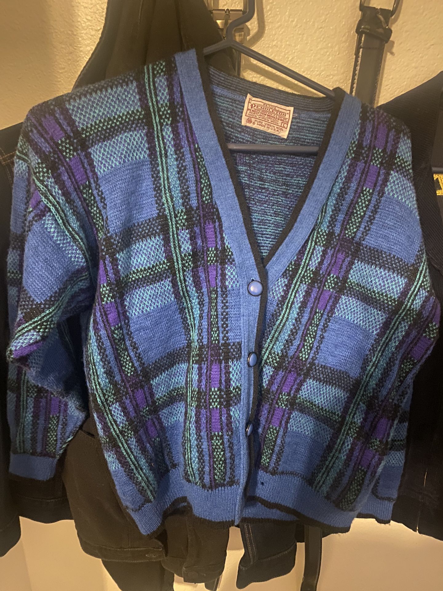 Pendleton Wool Cardigan Sweater Womens Size Large Petite