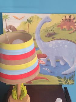 lamp  painting and night stand