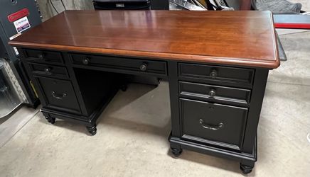 Two-Tone Solid Wood Executive Desk - Excellent Condition!
