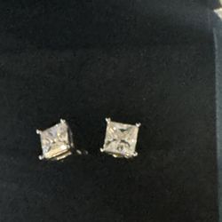 Sterling Silver Cz Stud Earrings 