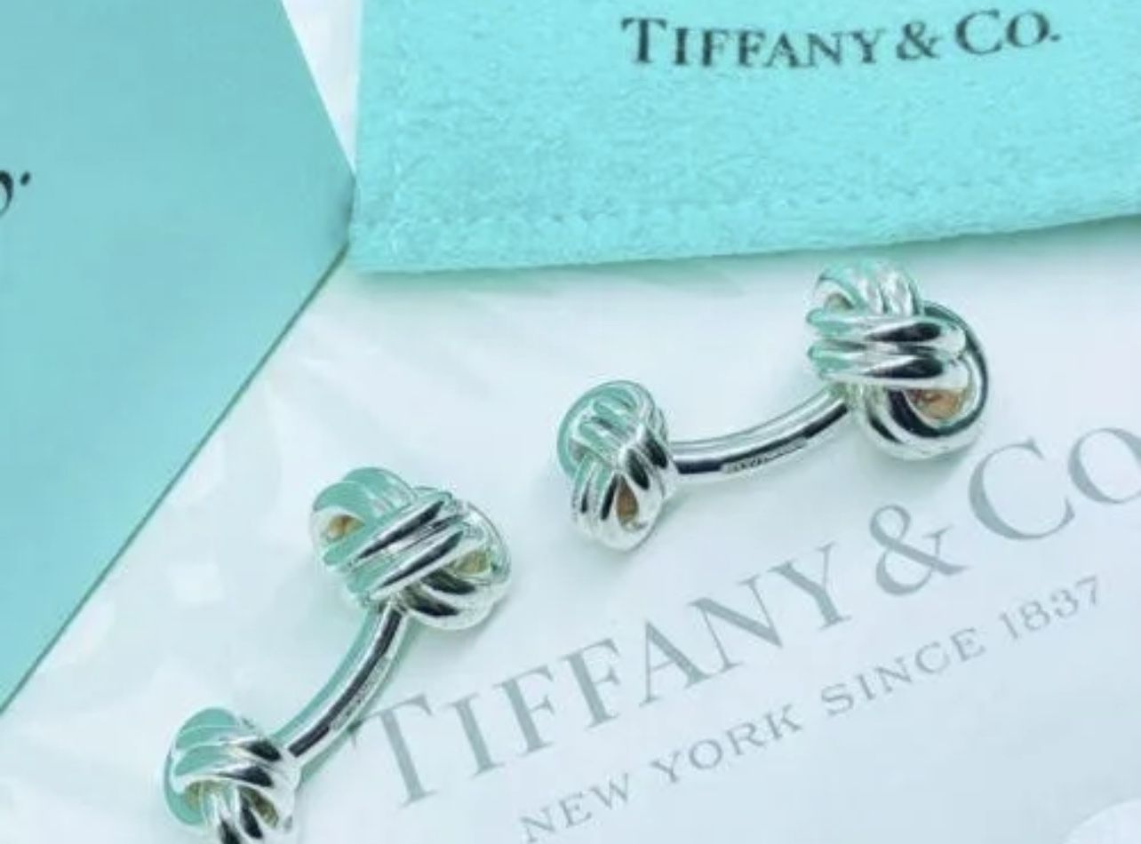 Tiffany & Co Double Knot Cufflinks Cuff Links Silver 925 