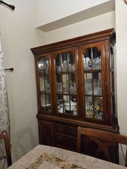 Wood China Cabinet with Glass