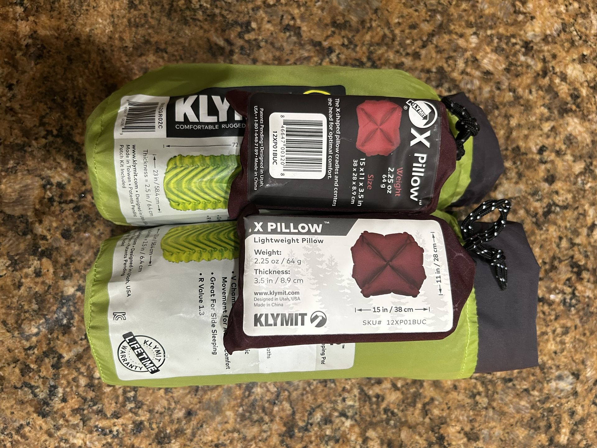 Klymit Static V2 Sleeping Pad with X Pillow (2 Each)