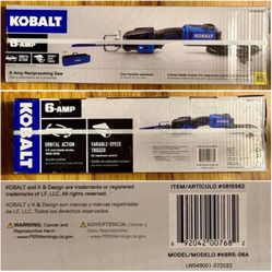 New Kobalt 6-Amp Reciprocating Saw, Model K6RS-06A