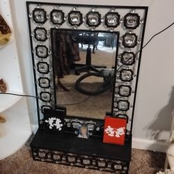 Black Bling Mirror And Matching Shelf 
