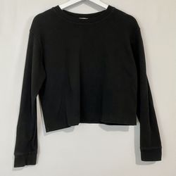 Zara Women’s Long Sleeve Cropped Basic Sweatshirt Black Size Medium EUC