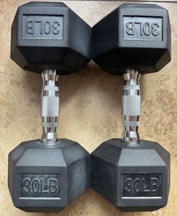 Dumbbell Set 30 lbs Rubber Coated Hex