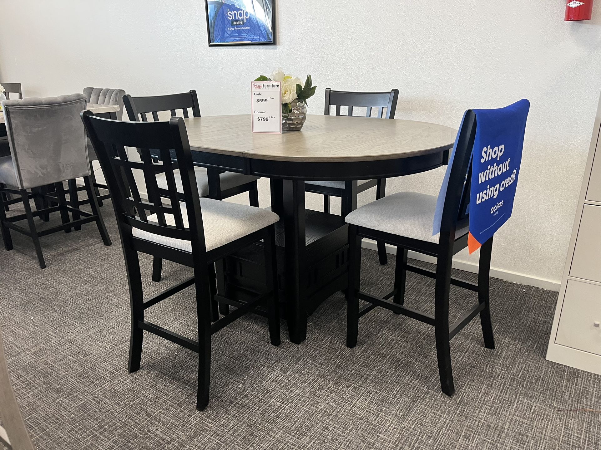 5 Pc Dining Table Set W/ Leaf Ext./$10 Easy Down Payment Options