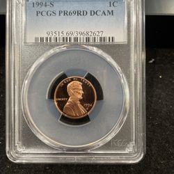 1994 S Gem Proof Lincoln Penny Graded At PR69 With A Deep Cameo 4-18