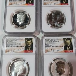2014 Silver Kennedy Half Dollar 50th Anniversary 4-Coin Set - High Relief 