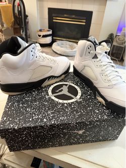 Jordan 5 Retro in the "White/Black-Sail" colorway, style code DD0587 110