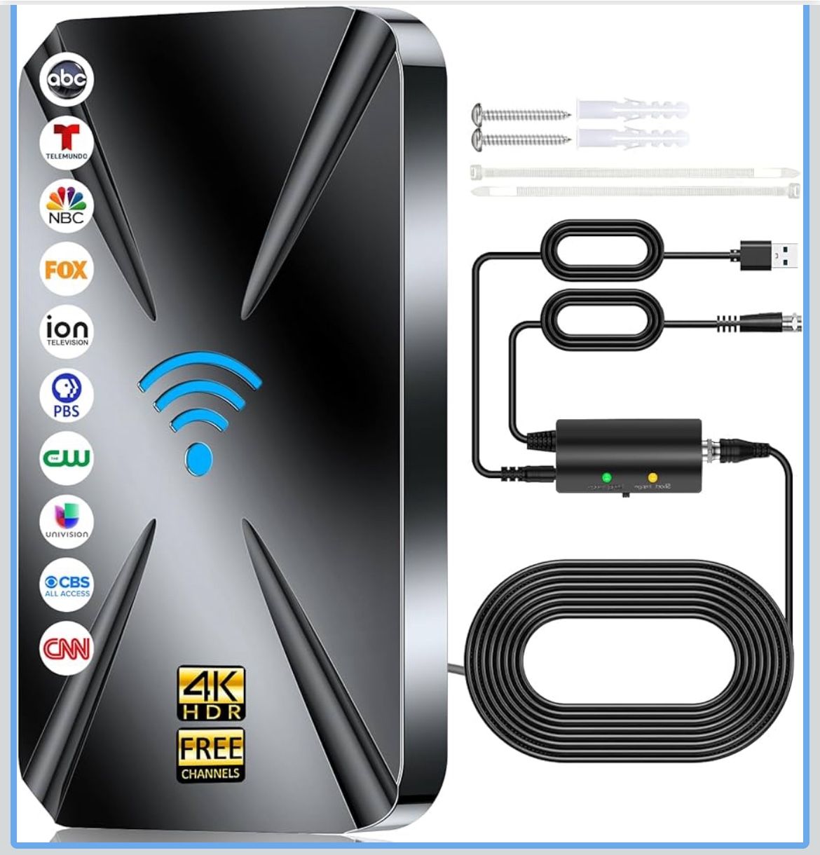 2025 Upgraded TV Antenna Indoor, 1800+ Miles Range Digital Antenna for Smart TV Indoor, HD Antenna