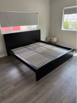 Black MALM IKEA King Bedframe w/ Slats