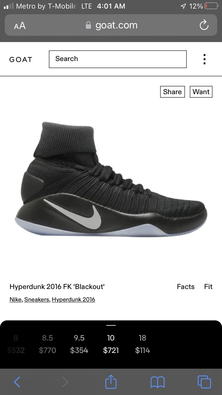 Nike Flyknit 2016 Hyperdunk “FK Blackout” Size 11