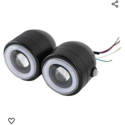 Motorcycle Twin Headlight Double DRL For Harley Blackline Fat Boy & Cross Bones
