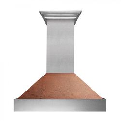 Stainless Steel Range Hood (36”) with Hand-Hammered Copper Shell 