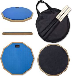 HAIRIESIS Drum Practice Pad, 12-Inch Practice Pad, Double-Sided Silent Drum Pad and Sticks, Drum Pad Carrying Bag Christmas Gifts 