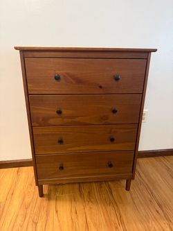 Classic Mid-Century Modern Vertical 4 Drawer Dresser - Walker Edison Caramel
