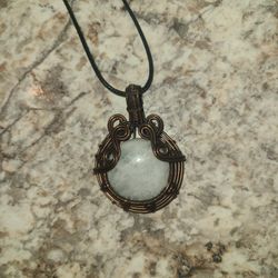 Rainbow Moonstone Copper Wrapped Necklace