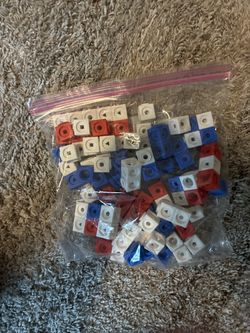 Building blocks red white and blue