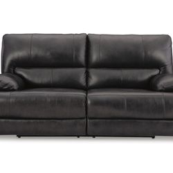 Leather Reclining Sofa Set Graphite Gray