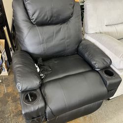 38 in. W Black Power Lift Recliner Chair with 8-Point Massage and Heating,Living Room Chair with Pillow and Side Pockets