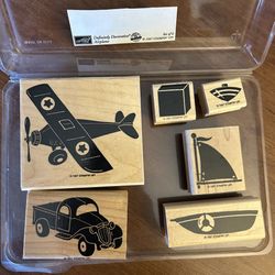 STAMPIN’UP! • DD “Airplane” Wood Mounted Rubber Stamp Set (6pcs)