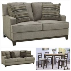 Brand New Ashley Sofa 💥 Loveseat & 5pc Counter Height Dining Room Set 