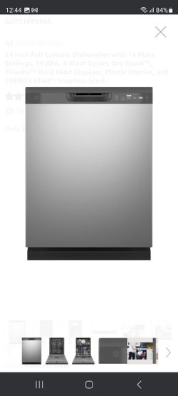 GE GDF510PSRSS
24 Inch Full Console Dishwasher with 14 Place Settings, 59 dBA, 4 Wash Cycles, Dry Boost™, Piranha™ Hard Food Disposer, Plastic Interio