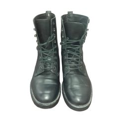 Ralph Lauren Collection Italy Made Black Leather  Jump Boots Size 10  