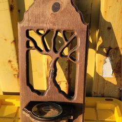 Wooden Wall Sconce Candle Holder Tree 24" Tall