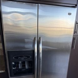 Stainless Steel Side By Side Maytag Refrigerator Fridge Freezer 25 Cubic With Ice Maker And Water Cooler With Delivery 