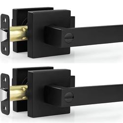 Estmoon 2 Pack Privacy Door Levers Door Handle Matte Black