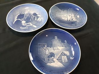 3. Royal Copenhagen.  Christmas Collector Plates,  1971,1976,1977