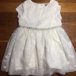 Oshkosh Baby Girl Cream Dress Floral 12 Months