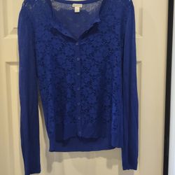 Eclectic Blue Long Sleeve Sweater Size L