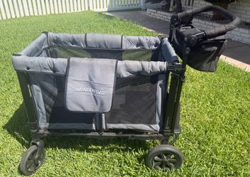 WonderFold W2 Stroller Wagon with Canopy, Seats & Parent Organizer