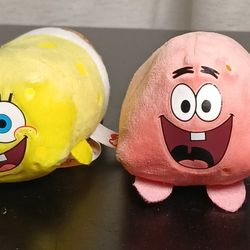 Ty Beanie Teeny Lot of 2 SpongBob Square Pants & Patrick Star Nickelodeon 2017