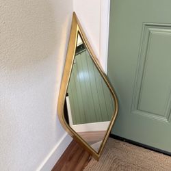 Gold Teardrop Diamond Asymmetrical Wall Mirror